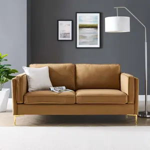 Modway Kaiya Performance Velvet Sofa in Cognac