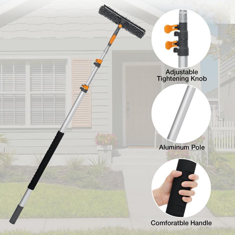 Bestnifly 12Ft Window Squeegee with Extension Poles, 2-in-1 Window Cleaning Kit with Telescopic Pole, Extra-Large 14" Window Squeegee, Window Cleaner Tool with Adjustable Head, for High Window, Glass, RV