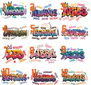 Graffiti Zodiac signs shirts graphic tees