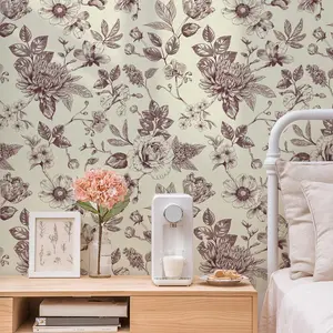 Vintage Flower Pattern Wall Sticker, Self Adhesive Wall Decal, Decorative Sticker for Home Bedroom Living Room