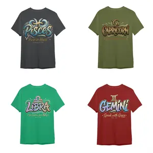 [Full 12 Zodiac] Vintage Zodiac Scripture T-Shirt, Christian Zodiac Scripture Graphic Tee for Black, Military Green, Irish Green, Maroon