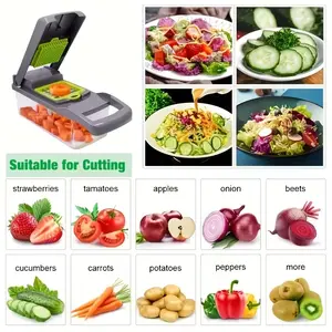 16-In-1 Multifunctional Vegetable Chopper, Veggie Chopper, Food Slicer and Dicer with Container, Hand Protection Cover, Kitchen Tool for Home and Restaurant Use, Vegetable Fruit Cutter, Kitchen Gadgets
