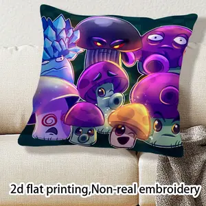 1PC Plants vs. Zombies 2D flat pillowcase, zipper closure, polyester, perfect for fall, Halloween and modern home decor, Halloween decoration
