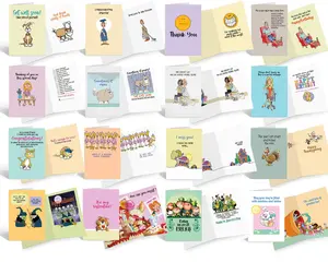 All Occasion Assortment - Full Color Front & Inside! - Bulk Set Funny Holiday Cards - Boxed All Occasion Cards With Greeting Inside