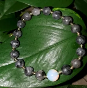 Labradorite and Rainbow Moonstone gold bracelet
