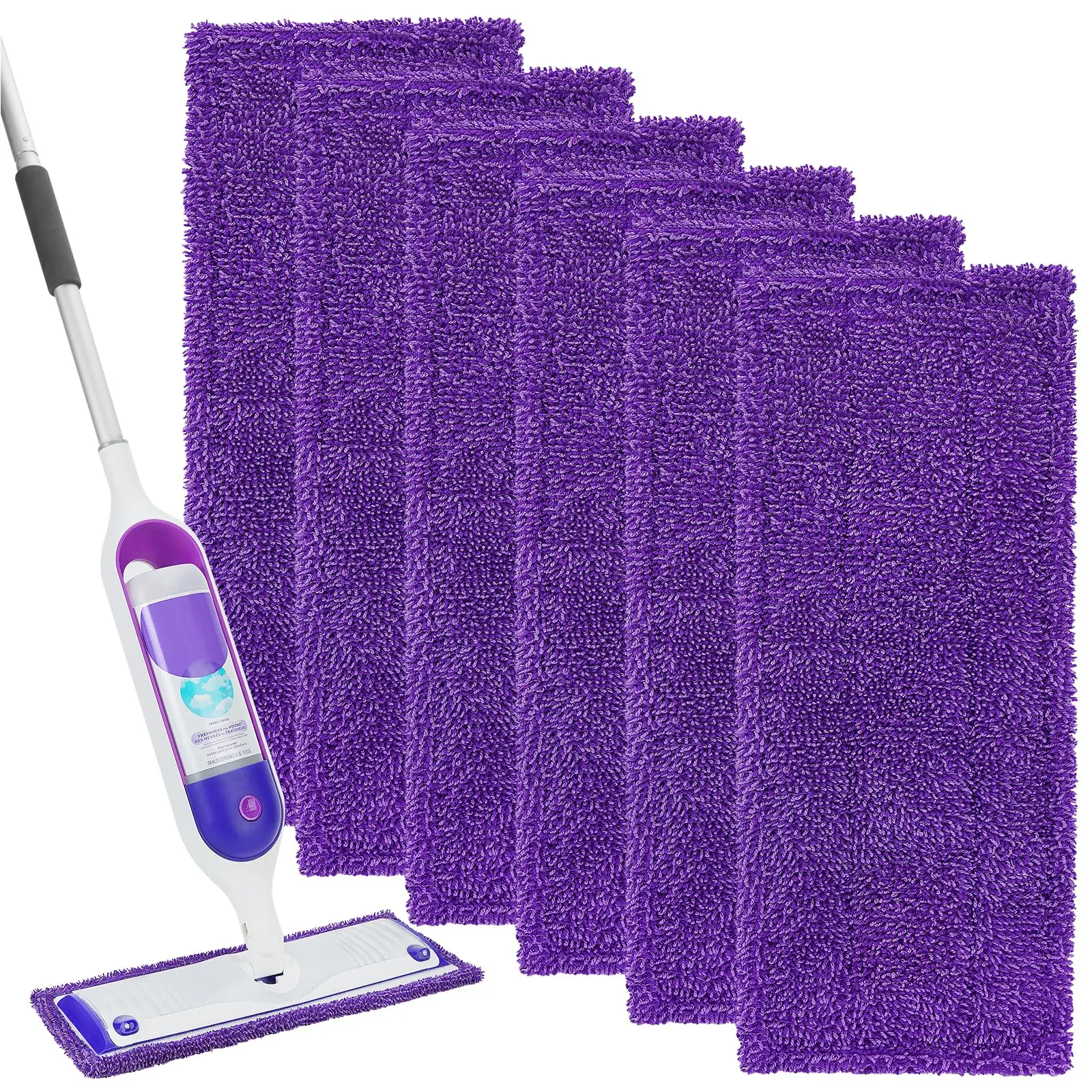 KEEPOW 15-Inch Washable Microfiber Mop Refills - Reusable Absorbent Pads, Disposable-Alternative Heads Compatible with Swiffer, Save Money, Grease & Oil Lift, Wet/Dry Power for Cleaning Vinyl, Wood Floors