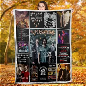 Winchester Family Business Supernatural Fleece Blanket - Sam & Dean Quote Collage Throw - Soft Warm Merch Gift for Superfans
