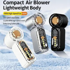 X699 High-Speed Handheld Fan, 100 Speed Settings, LED Lights, Dual Light Modes, Portable Cooling Device for Home and Office Use