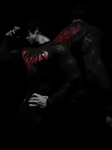 Men's Round Neck Long Sleeve T-Shirt, Gym Workout Cycling Shirt, Gym Shirts, Gothic Style Letter Print, Breathable Comfort, Suitable for Outdoor Activities