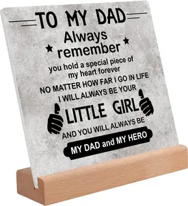 Cyrstal Fathers Day Gift from Daughter Dad Gifts for Fathers Day Acrylic Plaque Father's Day Gifts for Dad Desk Decorative Sign for Home Office with Special Message and Crystal Finish