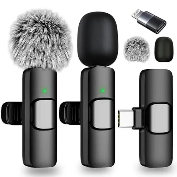 Professional Wireless Lavalier Microphone, USB Rechargeable Wireless Microphone, Plug-Play Lapel Mic for Video Recording, Teaching, Interviews, Podcas