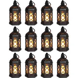 12Pcs Antique Style LED Chandeliers with Warm Ambient Lighting for Wedding Centerpieces Birthday Party Supplies Festival Lantern Decorations 5 Inch Decorative Hanging Lanterns for Home Decor
