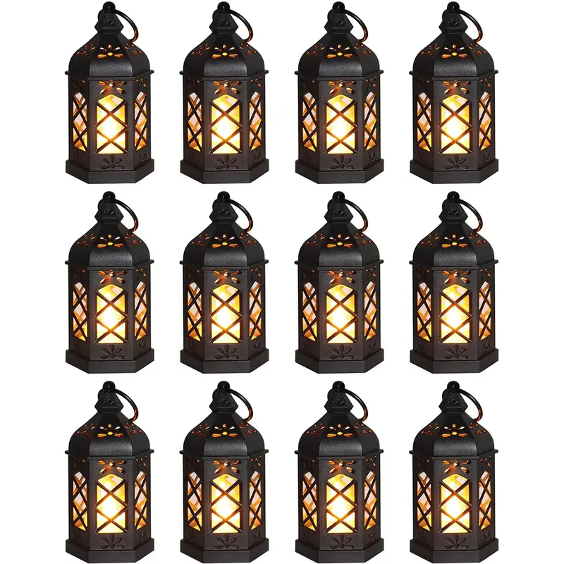 12Pcs Antique Style LED Chandeliers with Warm Ambient Lighting for Wedding Centerpieces Birthday Party Supplies Festival Lantern Decorations 5 Inch Decorative Hanging Lanterns for Home Decor