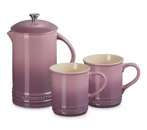 Le Creuset Stoneware French Press & Set of 2 12-oz Mugs