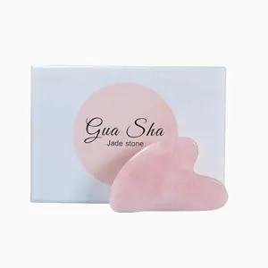 Heart Shaped Skincare Premium Rose Quartz Guasha Scraper, Comfort Facial Lifting & Firming Massage Tool. Trending Gift for Thanksgiving & Christmas.
