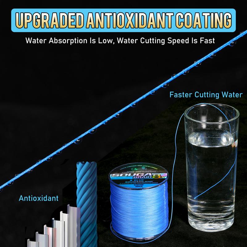 Sougayilang 300m 8X Braided Fishing Line Super Power Abrasion Resistant, Zero Stretch Super Strong Superline for Freshwater & Saltwater Fishing - Multi-Colored, Durable High-Quality Gift for Anglers fishing line Fluorocarbon Leader