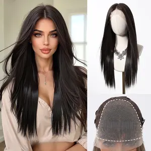 13*6 Imported Black Lace Wigs for Women Full Headpiece with Free Parting, Breathable Mesh, Fully Handwoven, Factory Stock