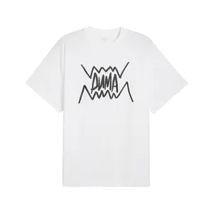 PUMA Mens Jaws Core Crew Neck Short Sleeve Casual Tops Casual - White