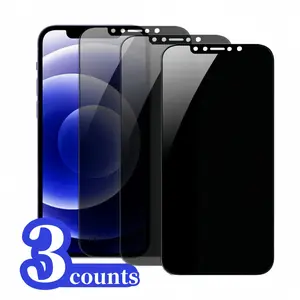 Tempered Glass Phone Screen Protector, 3 Counts Full Coverage Anti-privacy Phone Screen Protective Film, Phone Accessories Compatible with iPhone