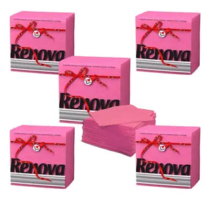Renova Pink Paper Napkins Folded 1 Ply 5 sets of 70 Napkins
