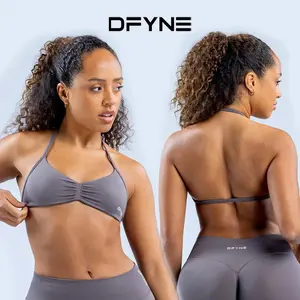 Dfyne Women's 2-Piece Seamless Gym Set - Strappy Sports Bra, Sculpting Baselayer Leggings for Yoga, Training