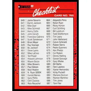Checklist 518-617 1990 Donruss #600 Factory Set border Cards 518 - 617