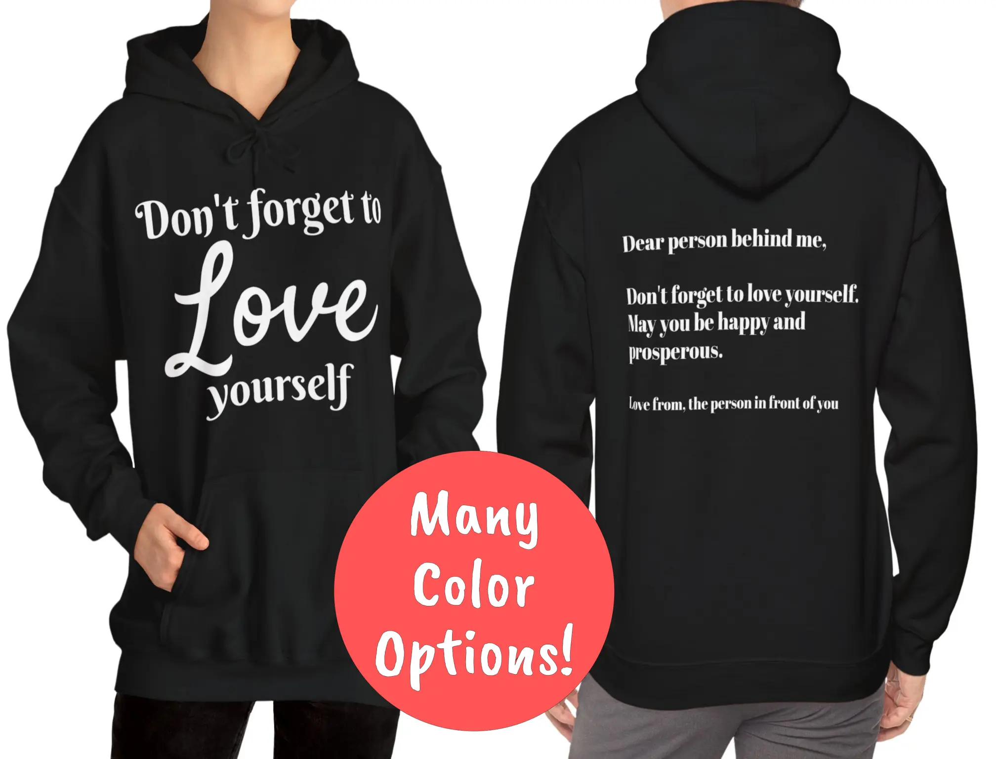 Don't forget to Love Yourself, Dear Person Behind Me Sweatshirt, Mental Health, Self-love, Loving-Kindness, Motivational, Inspiration shirt, Classic, girl, black, Hoodie, girlblackhoodie