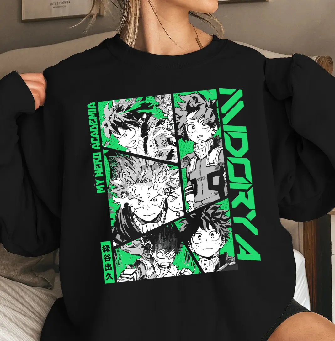My Hero Academia Midoriya Izuku Inspired Sweatshirt, Anime Streetwear, BNHA Cosplay Outfit