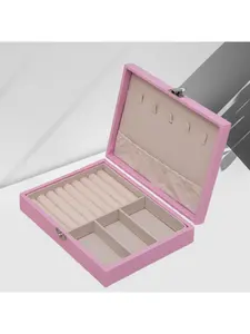 Jewelry Storage Box, Single Layer Portable Leather Jewelry Organizer, Ring and Earring Holder, Compact and Stylish Design