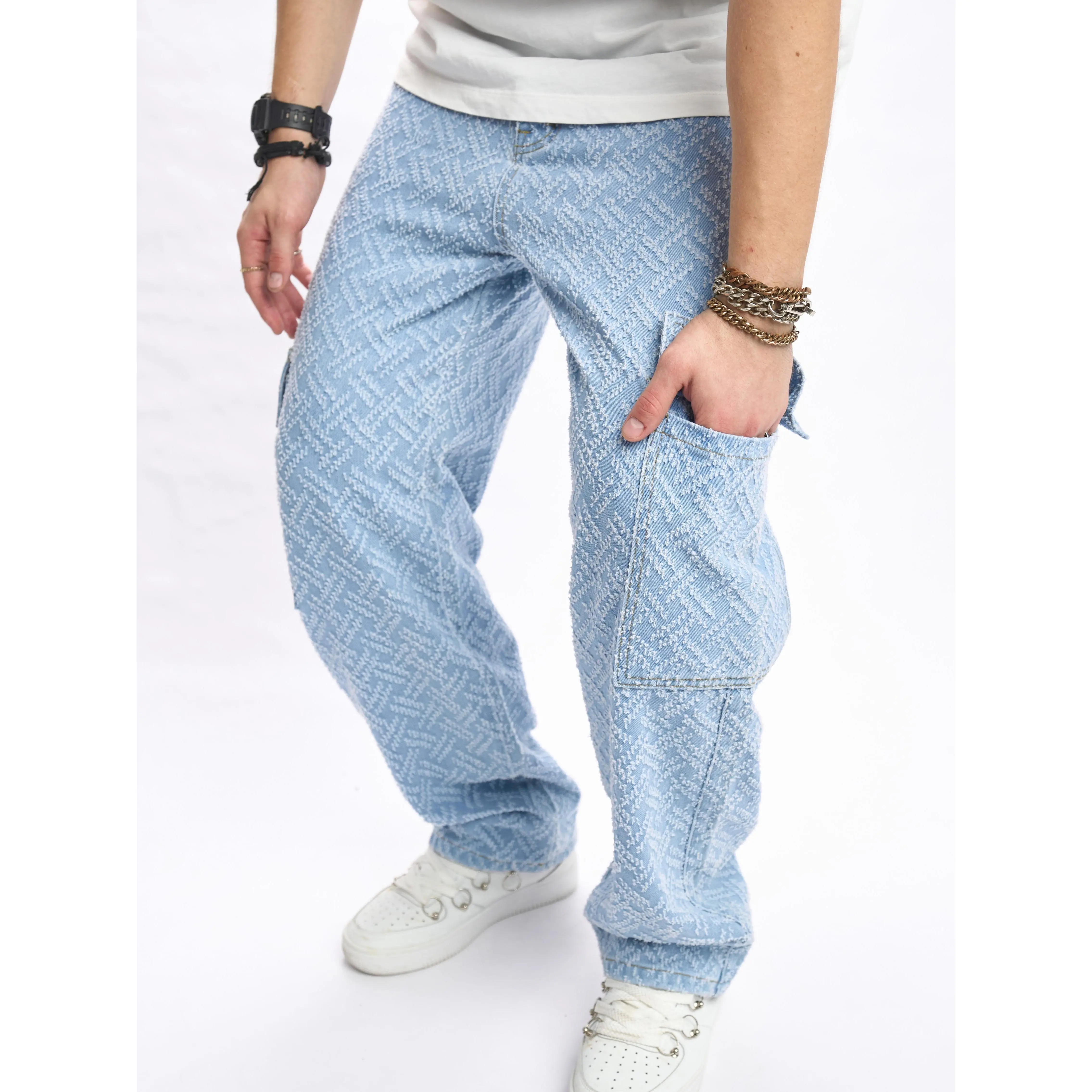Men's Plain Denim Pants - Solid Color, Loose Fit, Straight Leg, Non-Stretch, With Pocket, 1pc Menswear Bottoms Jeans