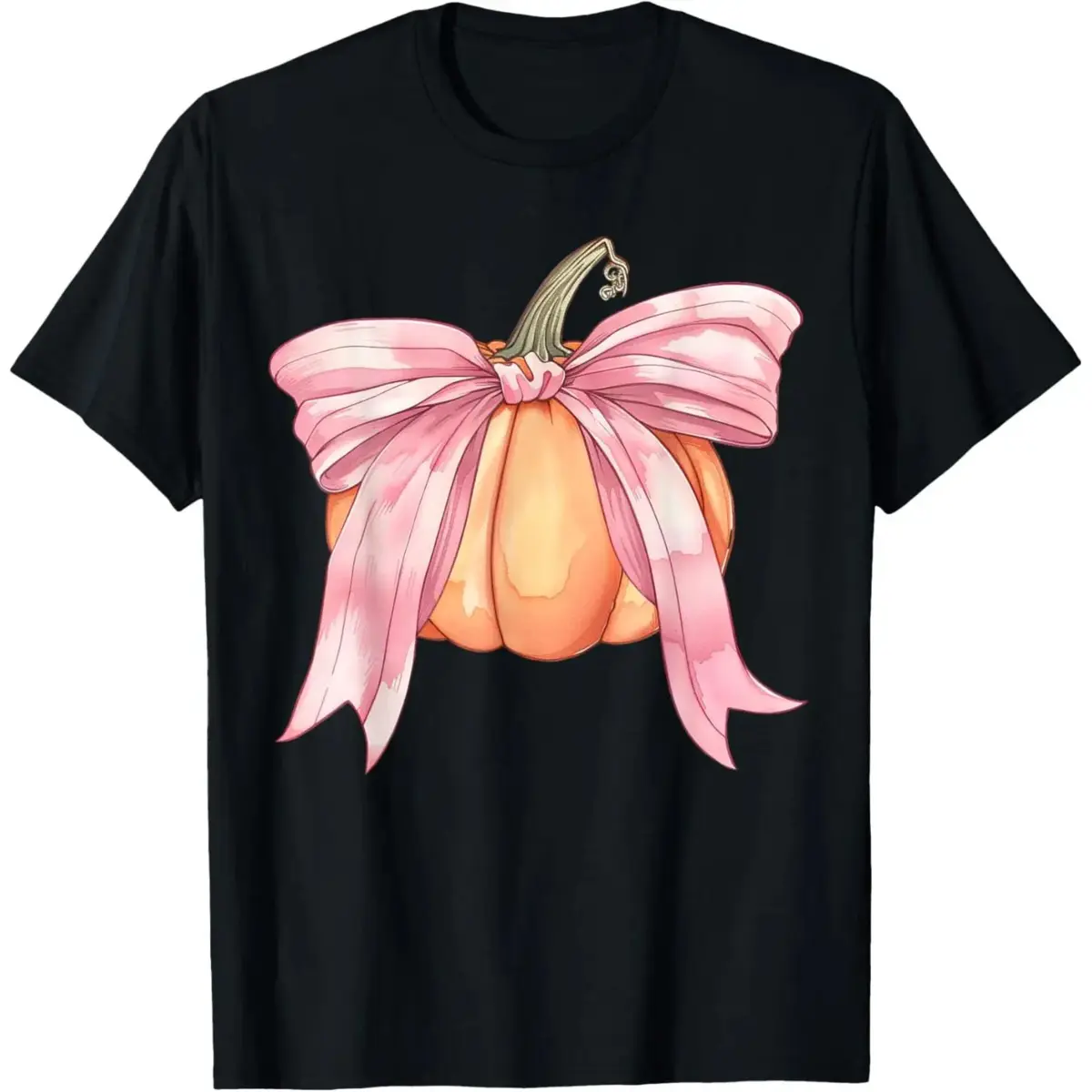 Coquette Pumpkin Print T-Shirt for Women, Short Sleeve Autumn Halloween Graphic Top, Casual Basic Streetwear, Shortsleeve, Round Neck, Tops, Tshirt