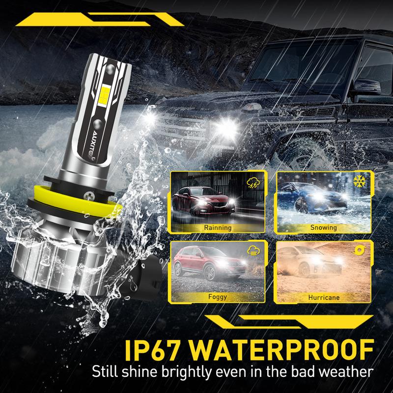 【CONFIRM MODEL BEFORE ORDER】AUXITO 9005/HB3/9006/HB4/H11/H9/H8/H7 White LED Headlight Kit High/Low Beam Bulbs Super Bright 6500K 30000LM