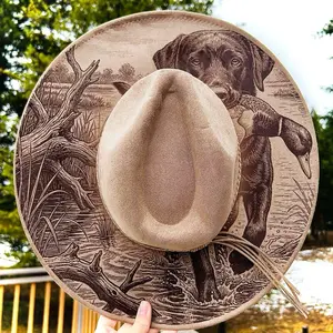 Lab Duck Hunting Engraved Fedora Hat