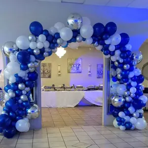 142 Pcs Navy Blue and White Balloon Garland Arch Set, Suitable for Wedding, Engagement, Birthday Party, Holiday Celebration, Graduation Ceremony, Home Decoration, Anniversary, Party Backdrop, Christmas Decoration