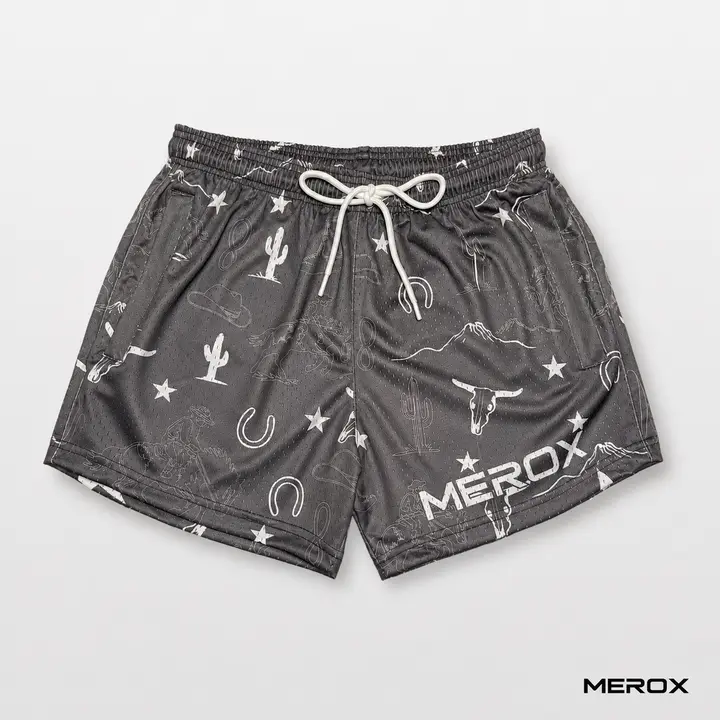 MEROX Western 5-Inch Mesh Shorts – Unisex with Zipper Pockets