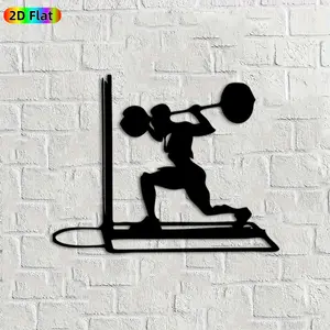 1pc Weightlifting Silhouette Metal Wall Art, Dynamic Weightlifting Statue Mural, Ideal Gift for New Year, Christmas, Fitness Enthusiasts, , Perfect for Gym Wall & Garden Fence, Motivational Home & Outdoor Decor