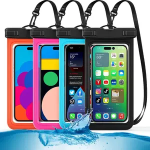 4 Pack Waterproof Phone Pouch Case (Up to 8.3") – IP68 Universal Dry Bag for iPhone & Samsung, Large Phone Holder for Swimming, Beach, Pool, Boating & Outdoor Sports – Black/Blue/Pink/Orange