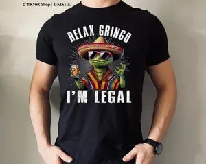 shirts - Cotton Short Sleeve Relax Gringo I'm Legal Mexican Lizard Funny T-Shirt for Men Women - designer hoodies