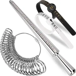 Ring Sizer Measuring Tool Kit, Ring Mandrel Measurer, 27 PCS Premium Steel Measuring Ring Tool, US Ring Size 0-13, 2 PCS Reusable Finger Size 1-17 USA Rings Size with Magnified Glass ankh necklace