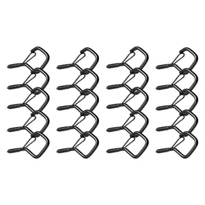 20 PCS Q-Hanger Hooks, 2.17 in Q Hanger String Light Hooks Outdoor, Heavy Duty Outdoor Screw Hooks with Security Buckle, for Hanging Outdoor String Lights, Christmas Lights, Cups, Decors (Black)