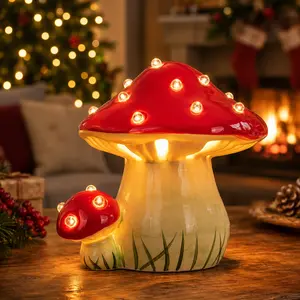 Lighted Ceramic Mushroom