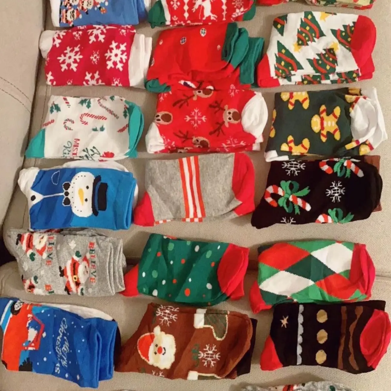 24 Pairs Women Christmas Socks Bulk Holiday Crew Socks Cotton Xmas Socks Set 24 Colorful Patterned Design Christmas Gifts Size 9-11