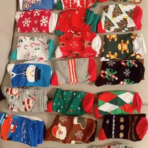 24 Pairs Women Christmas Socks Bulk Holiday Crew Socks Cotton Xmas Socks Set 24 Colorful Patterned Design Christmas Gifts Size 9-11