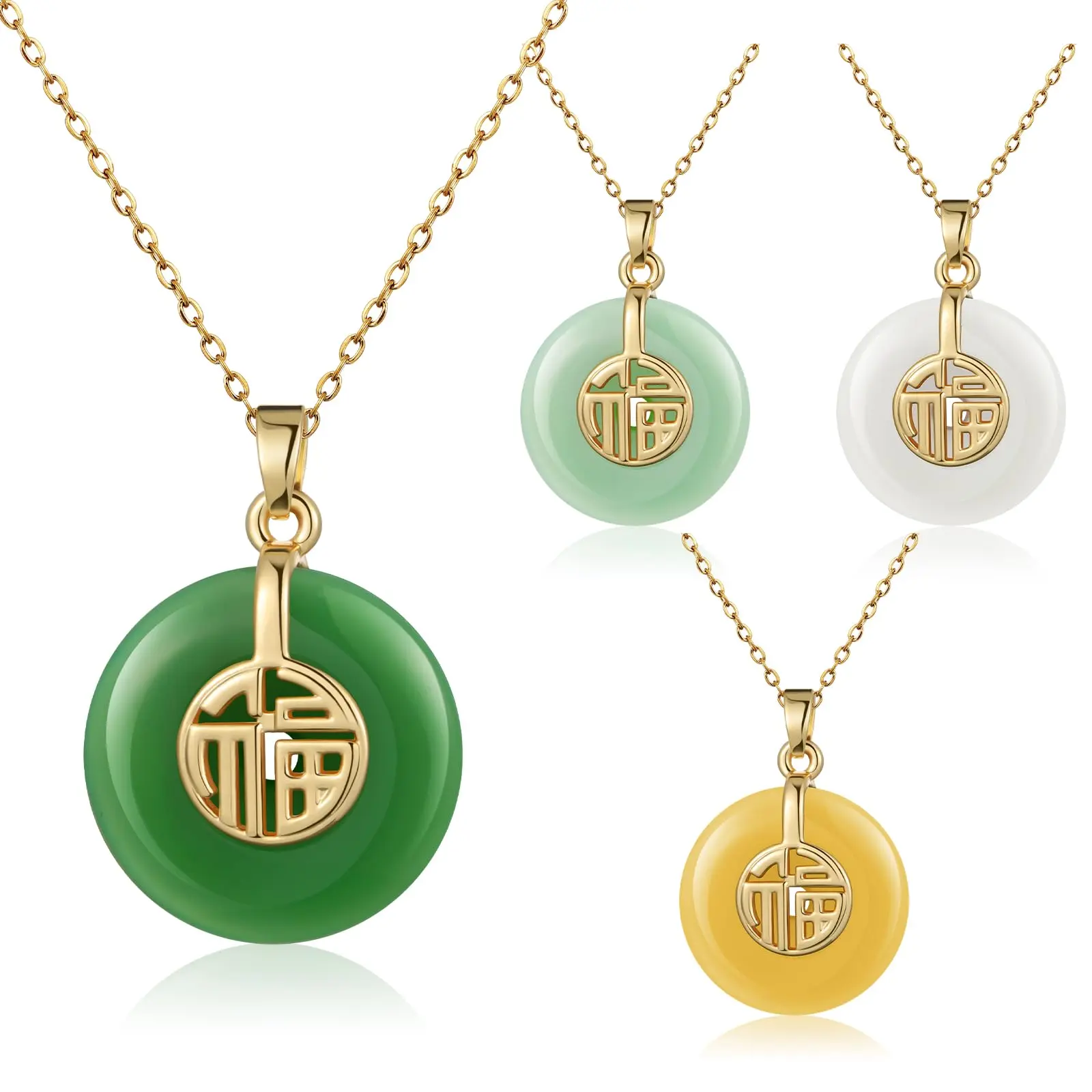 Women's Artificial Green Jade Pendant Necklace - Chinese Fu Fortune Good Luck Jewelry, Ideal Gift for Special Occasions