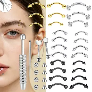 Eyebrow Piercing Jewelry 16g 6mm/8mm/10mm/12mm Stainless Steel Curved Barbell Tiny Eyebrow Ring Vertical Labret Lip Jewelry Ear Rook Helix Conch Daith For Women Men Daith piercing jewelry  Cartilage Tragus Earrings for daily wear body jewellry