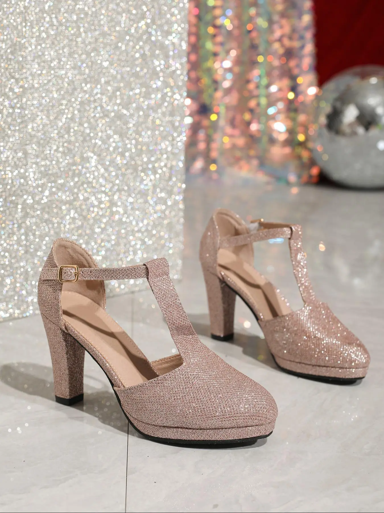 rose gold dress heels Touch Ups 4433: Mary Rose Gold Formal Prom Dress Shoes Rose Gold / 10.5 main image 0