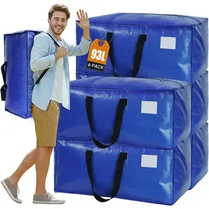 6-Pack Moving Bags Heavy Duty  with Reinforced Handle, Backpack Straps and Sturdy Zippers - Space Saving  Storage Bags Alternative to Boxes for College Dorm Moving Essentials