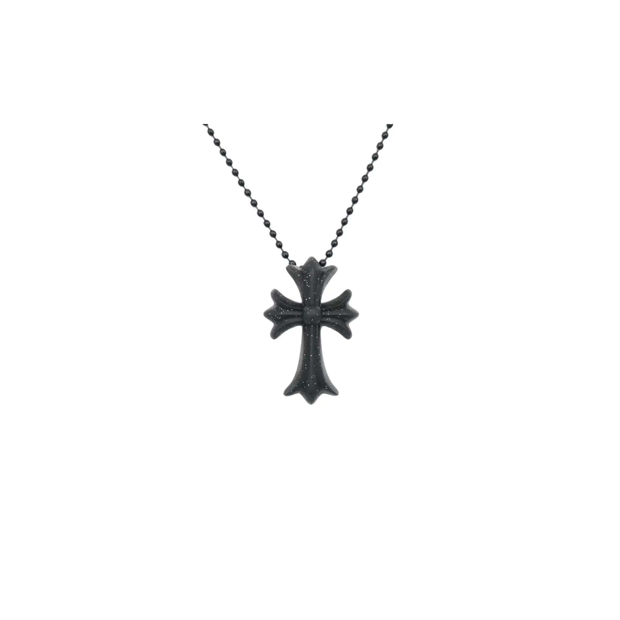 Silicone 30" Necklace "Black Glitter" CHRM0469