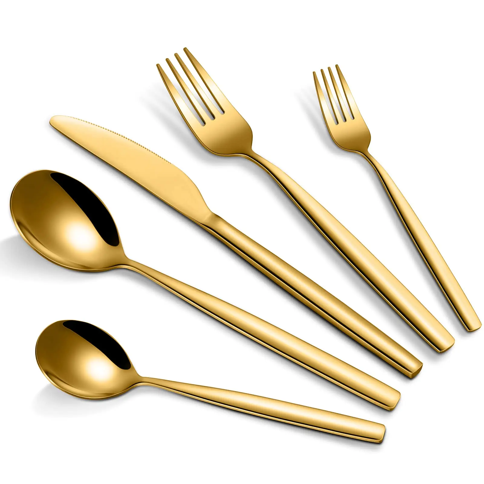 Classic Dinnerware Set, 30-Piece Stainless Steel Cutlery Set, Ideal for Home Kitchens, Hotels, and Restaurants, Serves 6 People (Gold)
