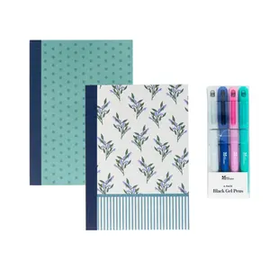 Erin Condren Lilacs B6 Slim Notebook Bundle with Trendy Lilacs Print & Productivity Graph Paper Includes Smooth-Gliding Black Gel Pens for Portable Writing and Organizing